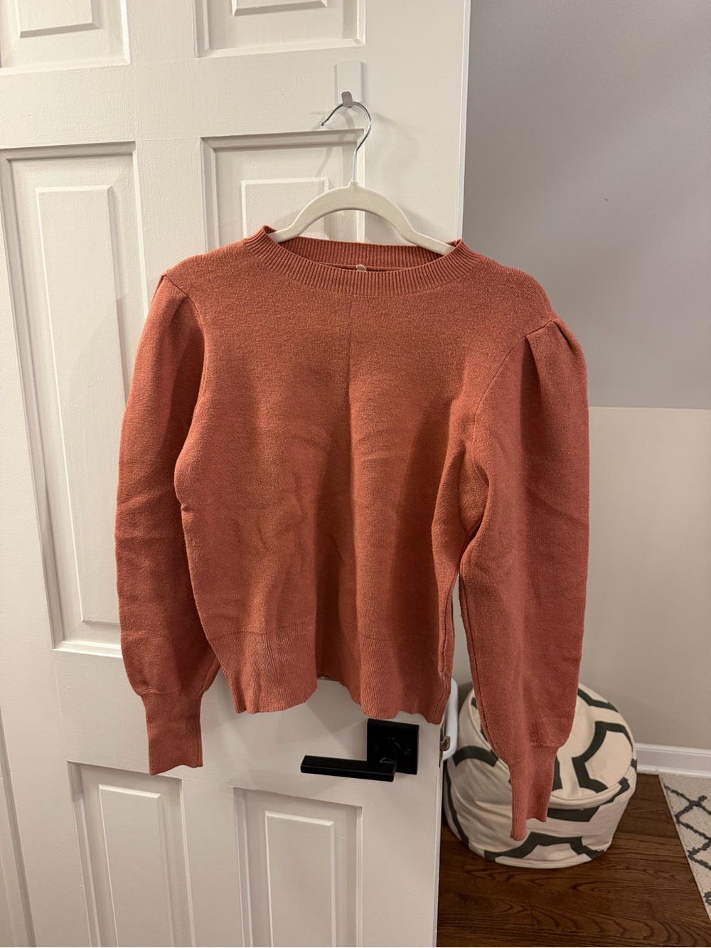 Dreamers Rust Puff-Sleeve Crewneck Sweater
